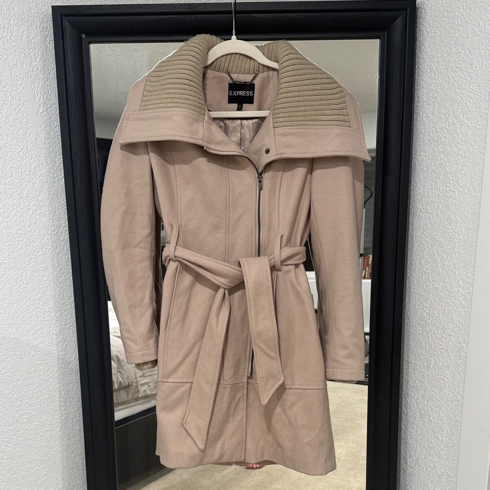Express Women's Beige Trench Coat with Belt